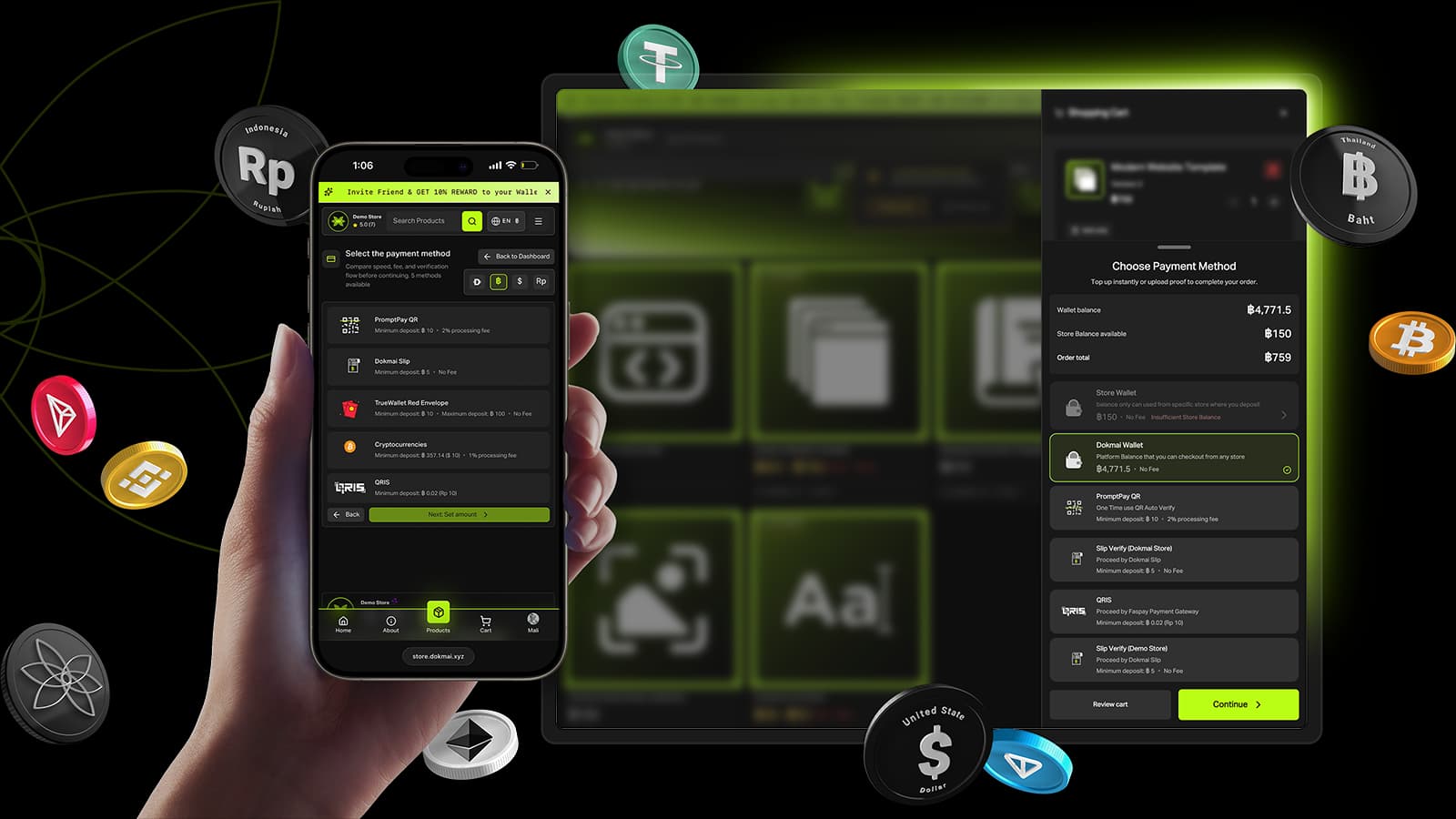 Dokmai Store seller workspace for selling digital products online