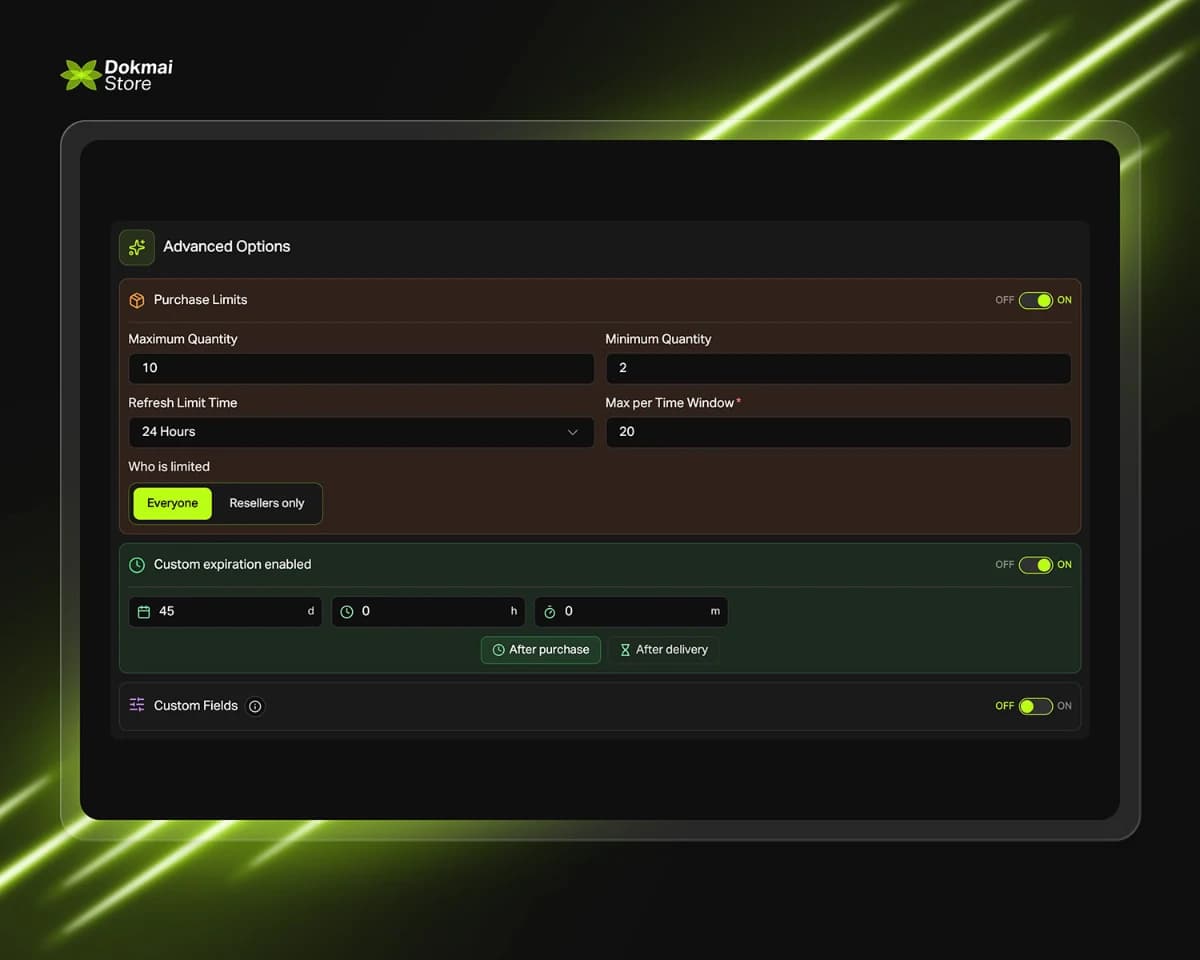 Purchase Limits and Auto-Expiration