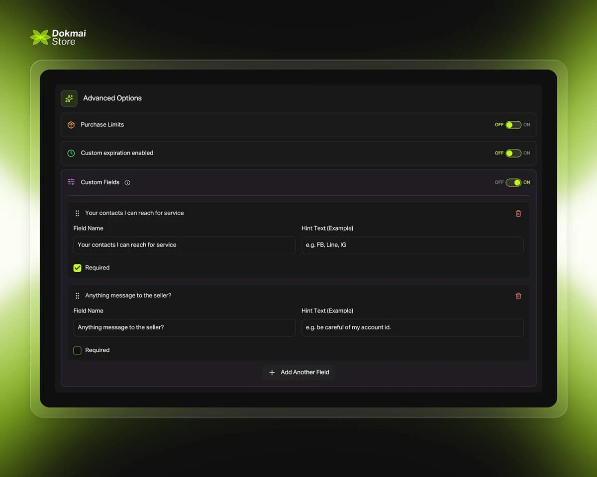 Up to 10 Custom Checkout Fields