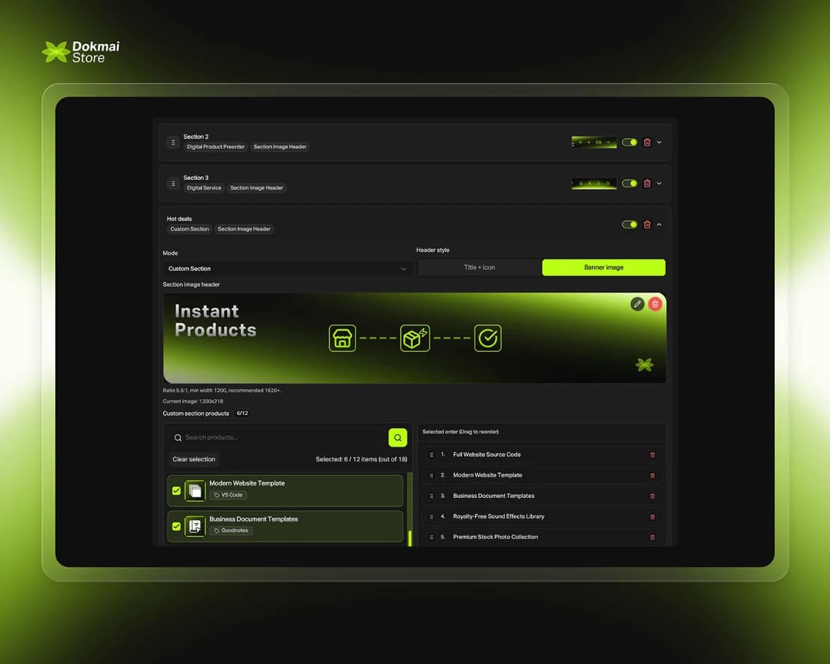 Fully Customizable Homepage Sections